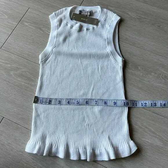 J Crew Ruffle Trim Shell Tank Top In Premium Ultra Fine Cotton XXS White Flaw - Picture 6 of 12